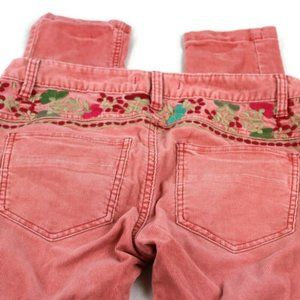 Free People Embroidered Skinny Corduroy Pants